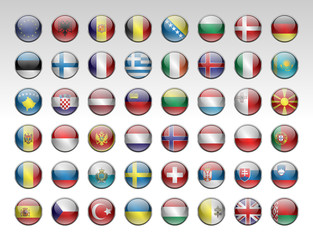 Europäische Staaten - Button-Set mit Länderflaggen