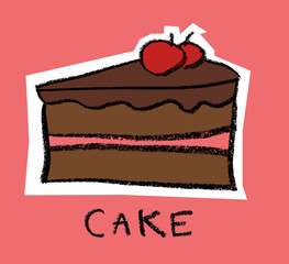 Slice of cake with cherries