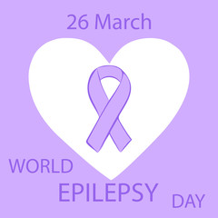Lavender ribbon heart epilepsy cancer solidarity day