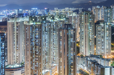Public estate in Hong Kong City at night