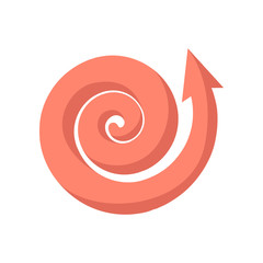 Curling pink arrow cartoon icon