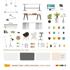 Business office elements for create your scene