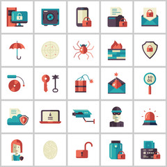Security, protection modern flat design icons and pictograms