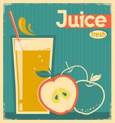 red apple juice on old paper.Vector vintage card