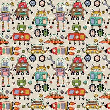 Fototapeta Robots seamless pattern