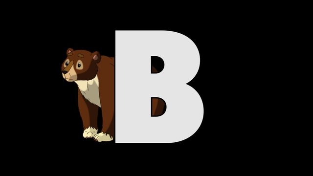 Letter B and Bear (background)
Animated animal alphabet. HD footage with alpha channel. Animal in a background of letter