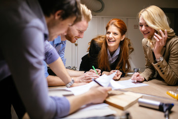 Team working on project together