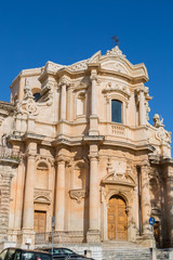 Fototapeta na wymiar Noto in Sicily, Italy. Built in the style of the Sicilian Baroque.