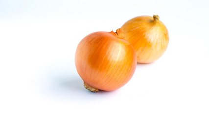 Ripe onion on a white background