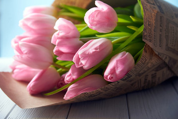 Pink spring tulips