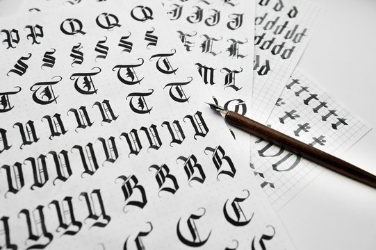 calligraphic drawings words and pen for calligraphy