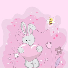 Obraz na płótnie Canvas Romantic Bunny, Valentine's Day
