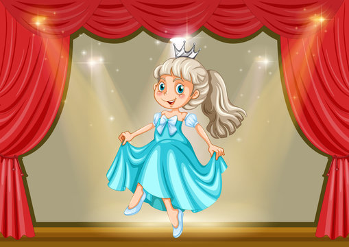 Girl in princess costume on stage