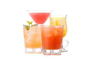 Composition of the four variants of alcoholic cocktails.