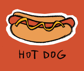 Hot dog on red background