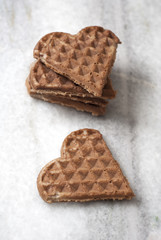 heart shaped waffles  on table