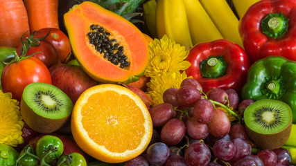 Naklejka na ściany i meble Ripe fruits and vegetables premium grade for healthy