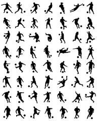 Plakat Black silhouettes of football players, vector