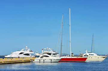 Fototapeta premium Motor yacht in jetty