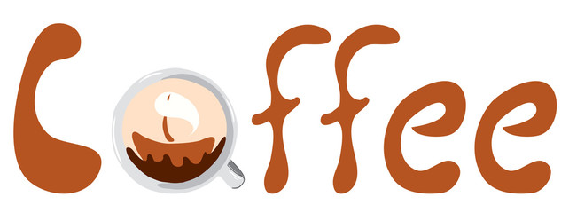 Coffee dreams of travel/ vector label coffee with latte art travel