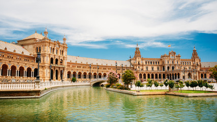 Fototapeta na wymiar Famous landmark - Plaza de Espana in Seville, Andalusia, Spain