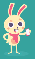Happy Bunny Holding Phone