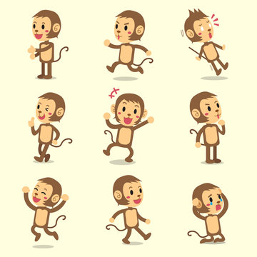 Cartoon monkey character poses