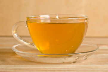 cup of tea on a wooden background