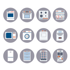 Flat design set icons of home appliances.