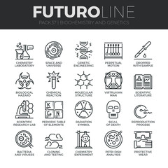Biochemistry and Genetics Futuro Line Icons Set