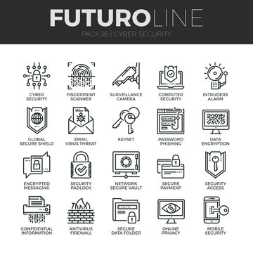 Cyber Security Futuro Line Icons Set