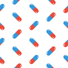 Pills in flat style. Colored seamless pattern. Vector