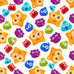 Colourful Jelly Characters with Emotions. Vector Illustration Pattern