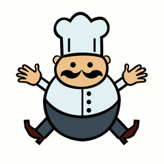funny cartoon cook with a mustache 