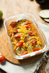 Traditional french ratatouille with vegetables and herbs