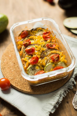 Traditional french ratatouille with vegetables and herbs