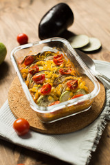 Traditional french ratatouille with vegetables and herbs