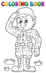 Photo sur Plexiglas Pour enfants Coloring book male soldier theme 1
