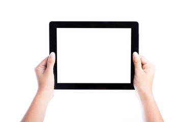 female hands holding tablet computer