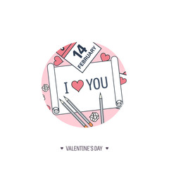 Vector illustration. Flat background with paper, calendar. Love, hearts. Valentines day. Be my valentine. 14 february. 