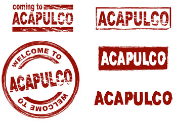 Ink stamp set city Acapulco