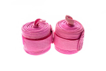Pink boxing wraps or bandages isolated on white