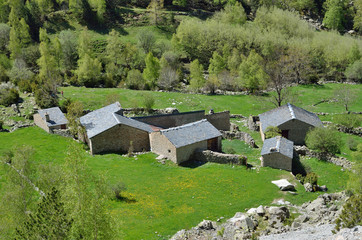Summer settlement in the mountain valley, Andorra
