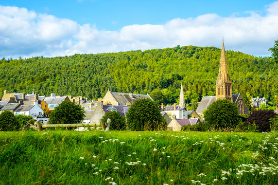 Panorama of Peebles, Scotland, UK