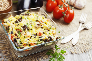 Buckwheat casserole with eggplant