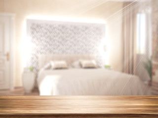 Fototapeta premium Table Top And Blur Interior