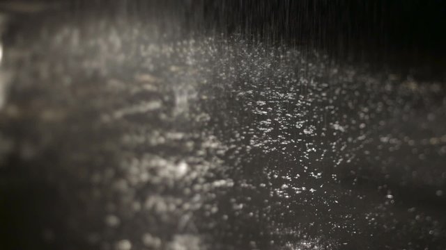 torrential rain on asphalt