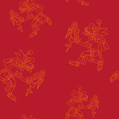 Fototapeta premium Seamless pattern with symbols from Aztec codices for your design
