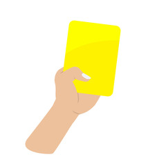 hand holding yellow card on white background