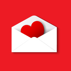 red heart in love letter